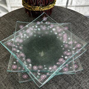 Daisy Glass Square Dessert Plates by The Pampered Chef Discontinued